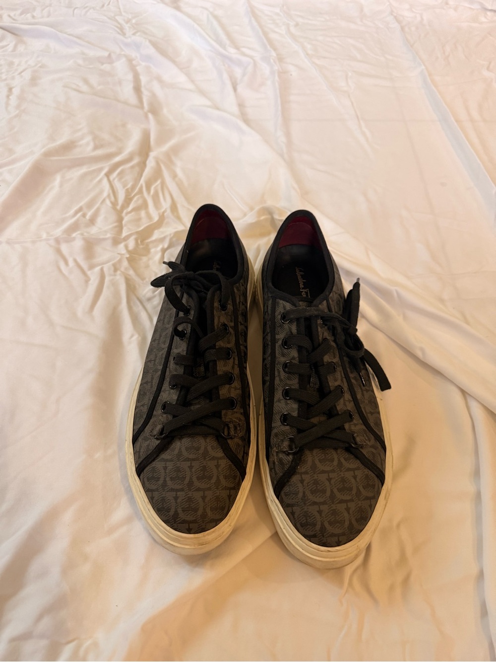 Salvatore Ferragamo Gancini Black Sneakers Size 13 M NO BOX *BUBBLE WRAPED*